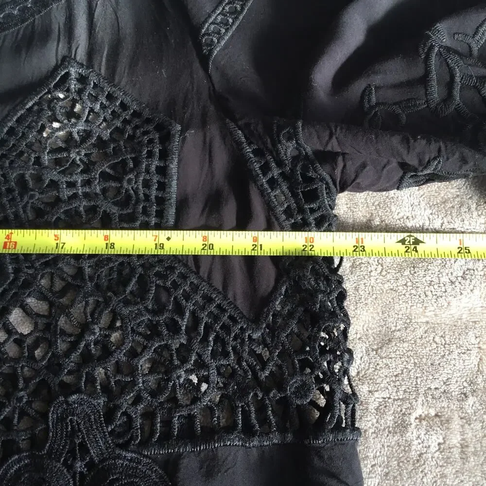 Soft Surrounding Bohemian Black Lace Crochet Top Petite XL